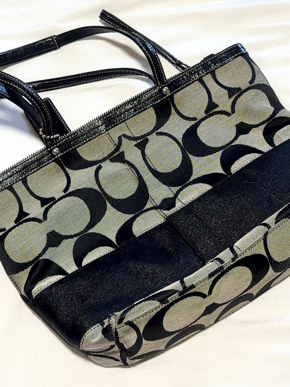 Coach Black and Gray Signature Canvas Tote